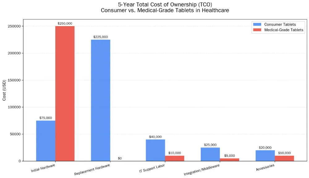 cost benefit analysis medical grade vs consumer tablets healthcare